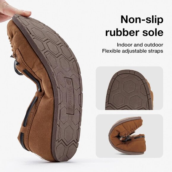 Women's Brown Faux Fur Warm Winter Cozy Durable Rubber Sole Slippers Boot Shoes - Picture 4 of 8